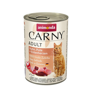 Animonda Cat Dose Carny Adult Huhn & Pute & Entenherzen/Streunerkatzen. Das gewählte Produkt ist nur für Streunerkatzen Hilfe verfügbar.