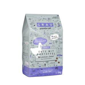 Grau Hund Ente mit Kartoffel