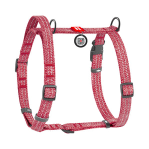 Hunde-H-Geschirr Collar WAUDOG Baumwolle Recycled mit QR-Pass Rot