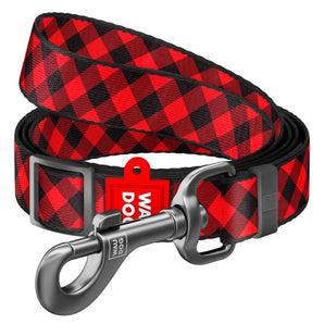 Hundeleine Collar WAUDOG Nylon "Red plaid" verstellbar, 152-183 cm