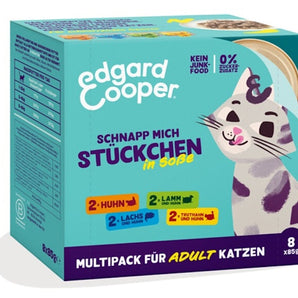 Edgard & Cooper Katze Stückchen in Sauce Multipack Huhn, Lachs, Lamm, Truthahn