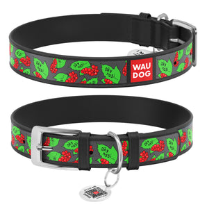 Halsbänder Collar WAUDOG "Guelder rose" mit QR-Pass Schwarz