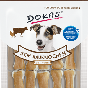 DOKAS Snack Hund 5cm Kauknochen mit Huhn