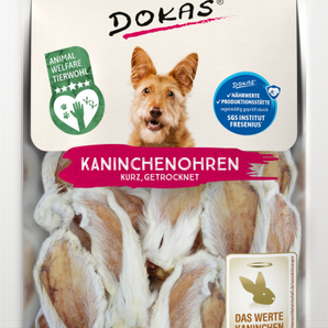DOKAS Snack Hund Kaninchenohren mit Fell getrocknet