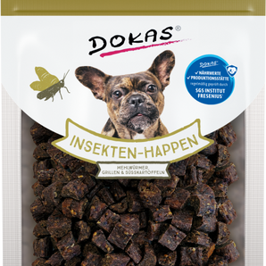 DOKAS Snack Hund Insekten-Happen - Mehlwürmer, Grillen & Süßkartoffel