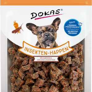 DOKAS Snack Hund Insekten-Happen - Mehlwürmer, Grillen & Karotte