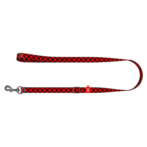 Hundeleine Collar WAUDOG Nylon "Red plaid" verstellbar, 152-183 cm