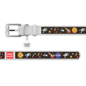 Halsbänder Collar WAUDOG "NASA" mit QR-Pass Weiß