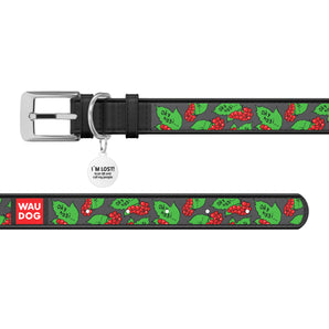 Halsbänder Collar WAUDOG "Guelder rose" mit QR-Pass Schwarz