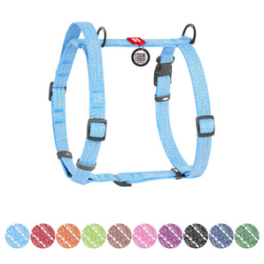 Hunde-H-Geschirr Collar WAUDOG Baumwolle Recycled mit QR-Pass Blau