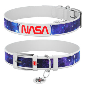 Halsbänder Collar WAUDOG "NASA21" mit QR-Pass Weiß