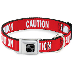 Buckle-Down Hundehalsband "CAUTION:Red/White"