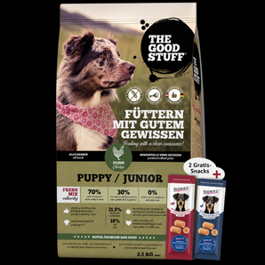 The Goodstuff Dog Puppy & Junior Huhn+ 2 Gratis-Snacks
