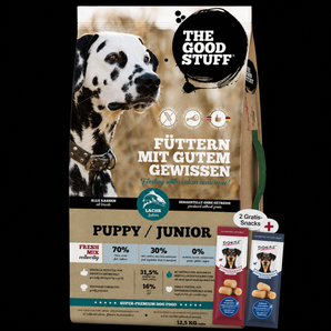The Goodstuff Dog Puppy & Junior Lachs+ 2 Gratis-Snacks