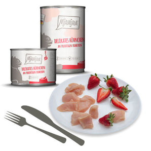 MjAMjAM leckere Mahlzeiten delikates Hühnchen an fruchtigen Erdbeeren