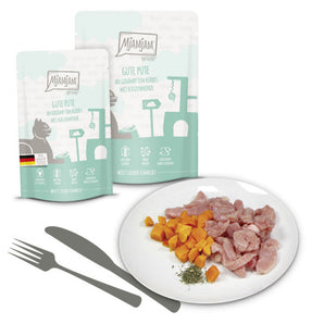 MjAMjAM Quetschies leckere gute Pute an gedämpftem Kürbis