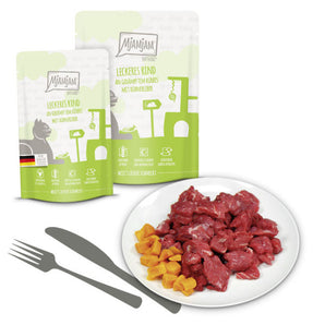 MjAMjAM Quetschies leckere Mahlzeiten leckeres Rind an gedämpftem Kürbis
