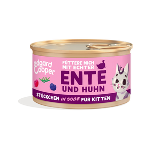 Edgard & Cooper Kitten Stückchen in Sauce Ente & Huhn mit Blaubeeren