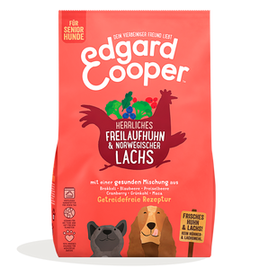 Edgard & Cooper Hund Senior Frisches Freilaufhuhn & Norwegischer Lachs mit Brokkoli