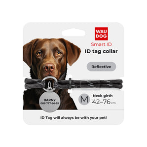 Smart ID Tieranhänger Collar WAUDOG Paracord-Halsband Schwarz
