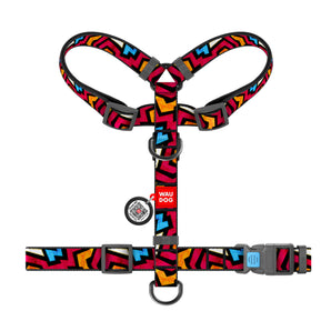 Hunde-H-Geschirr Collar WAUDOG Nylon "Graffiti" mit QR-Pass