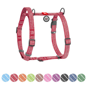 Hunde-H-Geschirr Collar WAUDOG Baumwolle Recycled mit QR-Pass Rot
