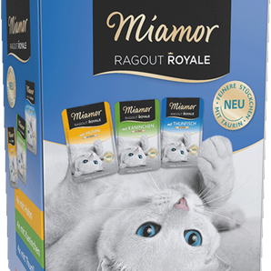 Miamor Ragout Royale Multibox Adult  Kaninchen, Huhn, Thunfisch Jelly/Streunerkatzen. Das gewählte Produkt ist nur für Streunerkatzen Hilfe verfügbar.
