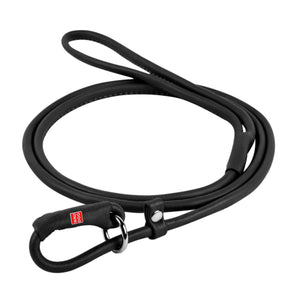 Echtleder-Hundeleinenhalter Collar WAUDOG Soft 135cm, Schwarz
