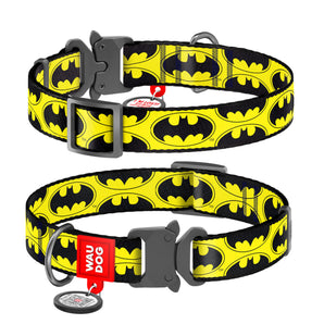 Halsbänder Collar Nylon WAUDOG "Batman Logo" mit QR-Pass