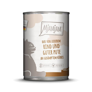 MjAMjAM leckere Mahlzeiten DUO von leckerem Rind & guter Pute an gedämpftem Kürbis