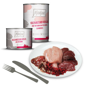 MjAMjAM leckere Mahlzeiten kulinarischer Hirsch und Truthahn an frischen Cranberries